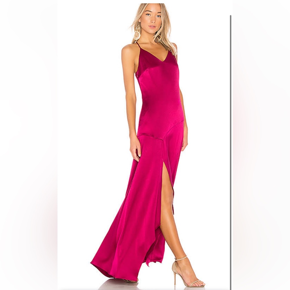 Halston Heritage Wildberry Satin Slip Gown - 0